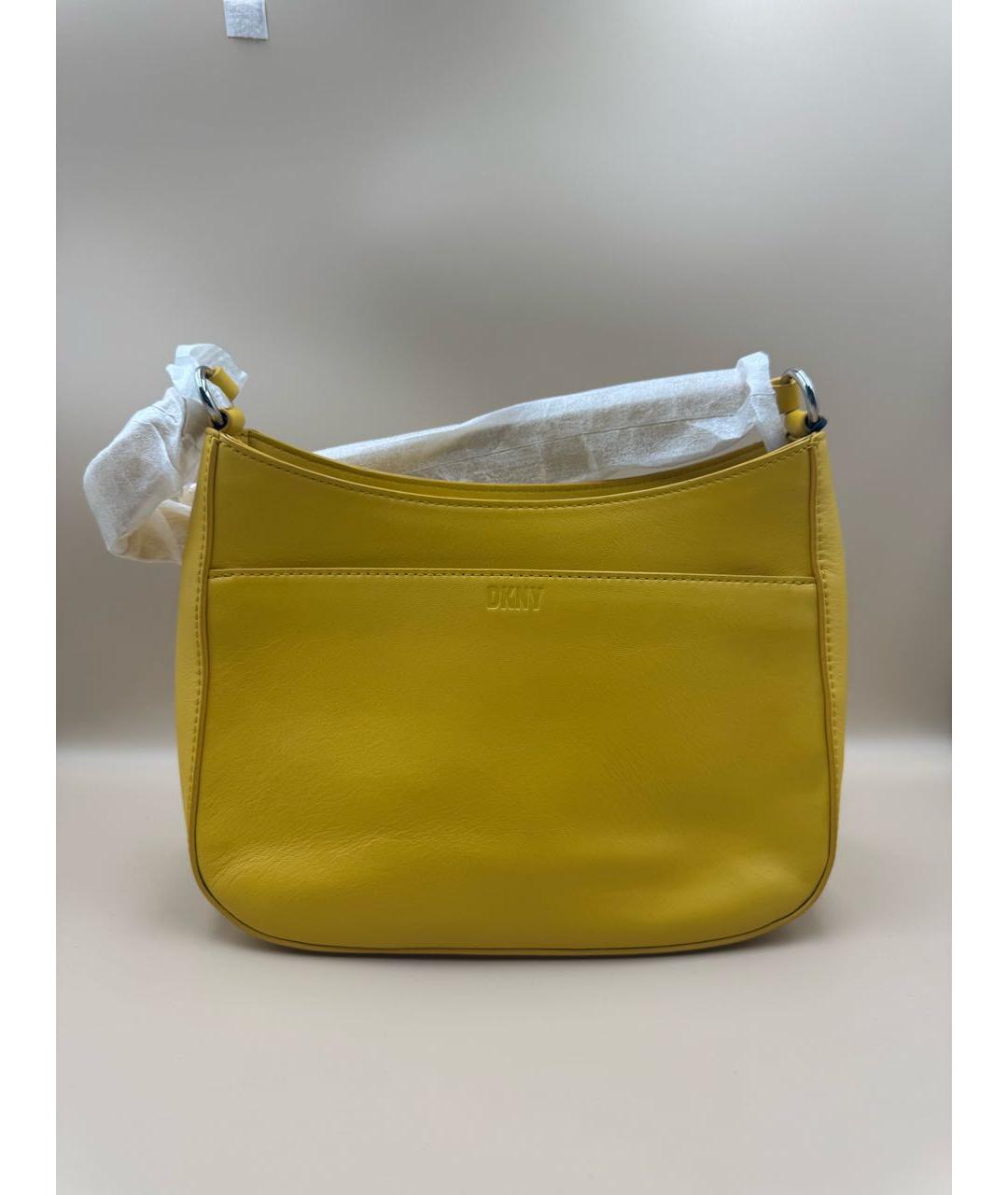DKNY Желтая кожаная сумка через плечо, фото 9