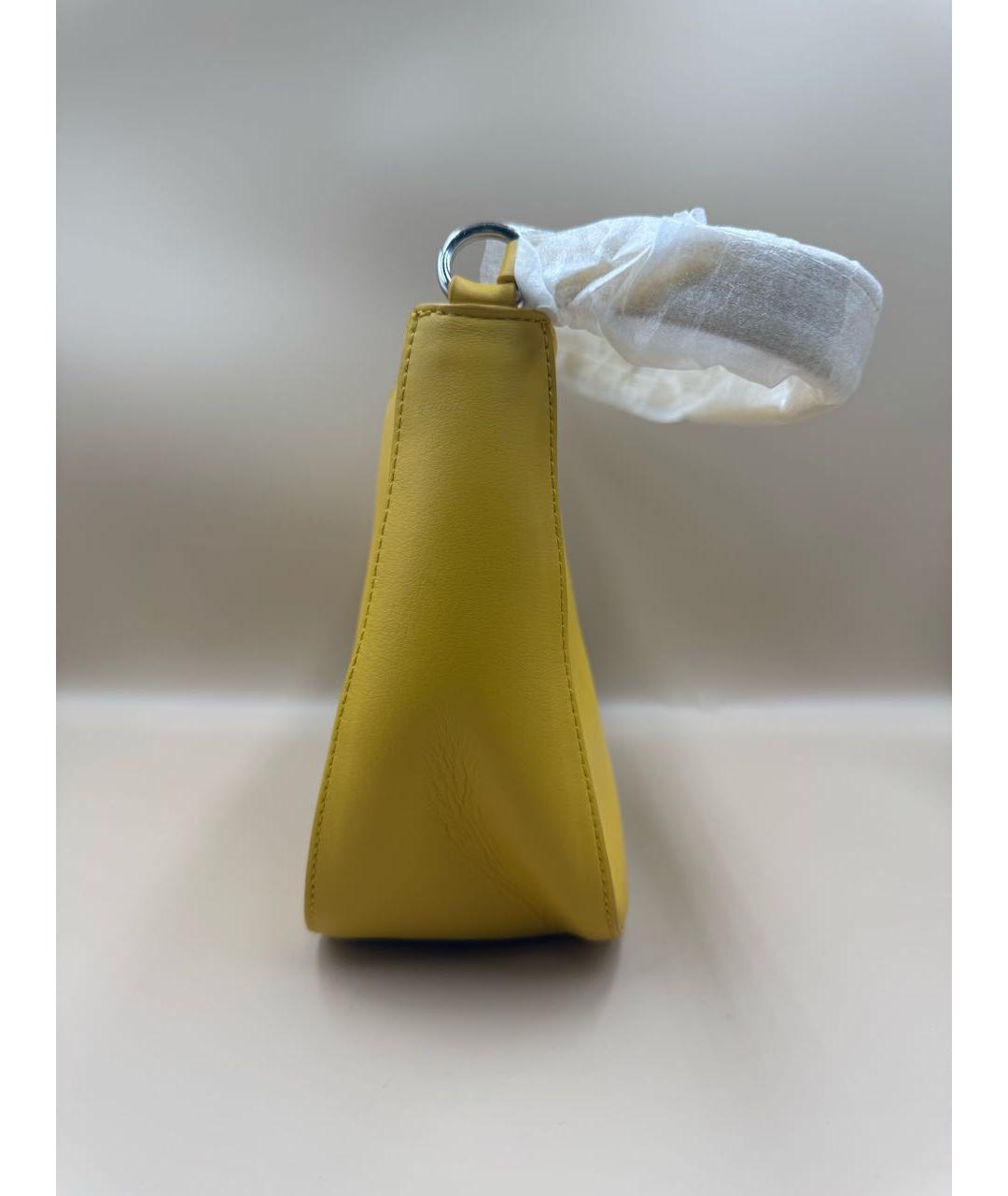 DKNY Желтая кожаная сумка через плечо, фото 4