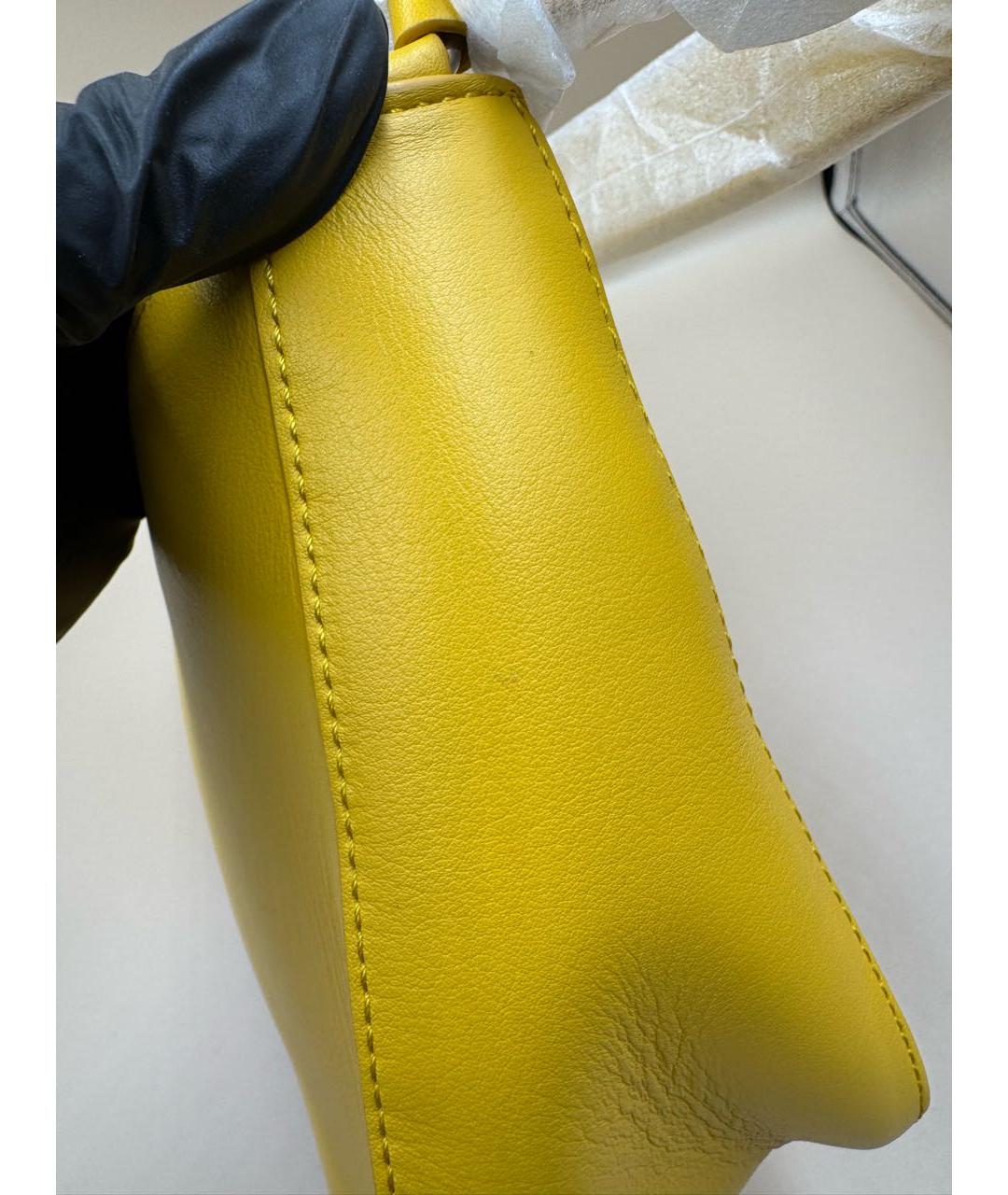DKNY Желтая кожаная сумка через плечо, фото 8