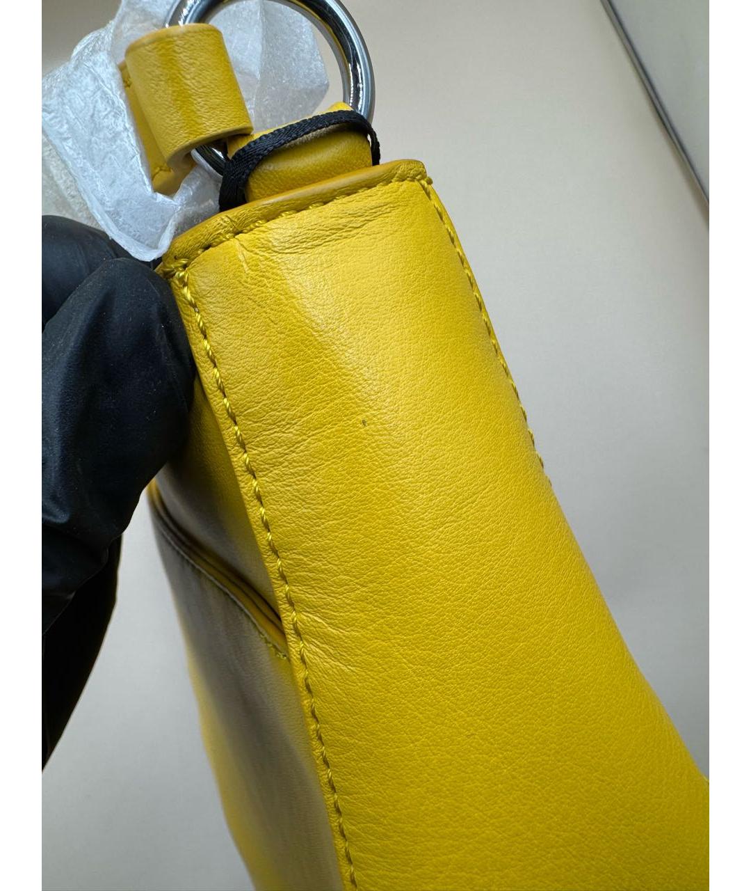 DKNY Желтая кожаная сумка через плечо, фото 7