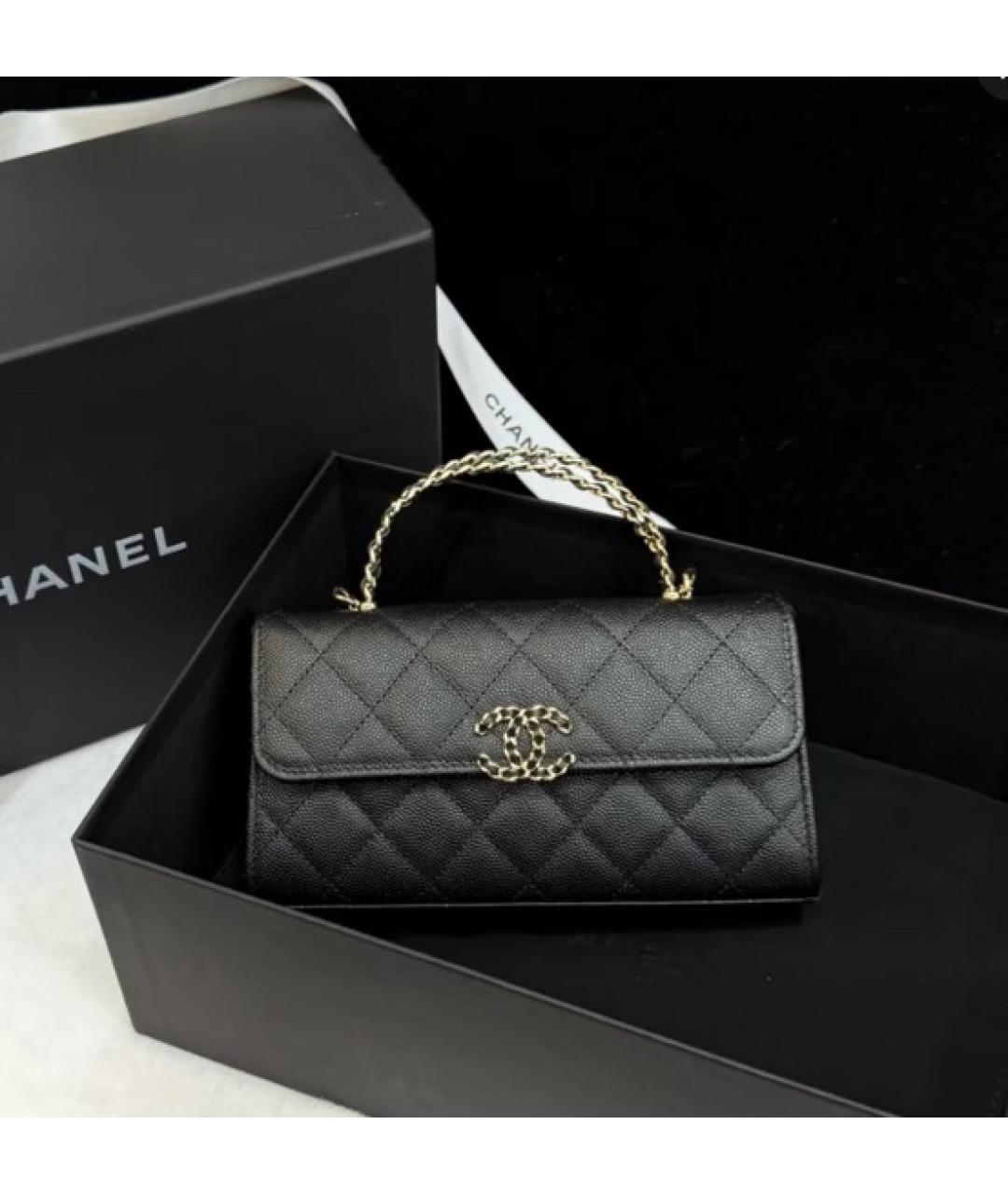 CHANEL Черная кожаная сумка с короткими ручками, фото 2