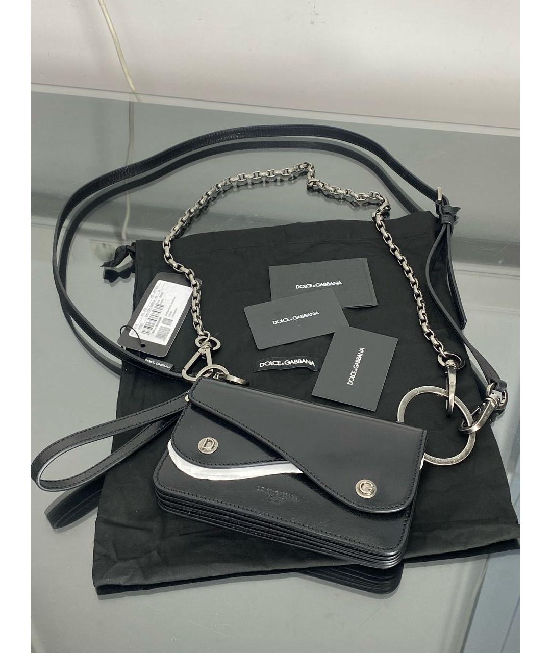 DOLCE&GABBANA Черная кожаная сумка через плечо, фото 2