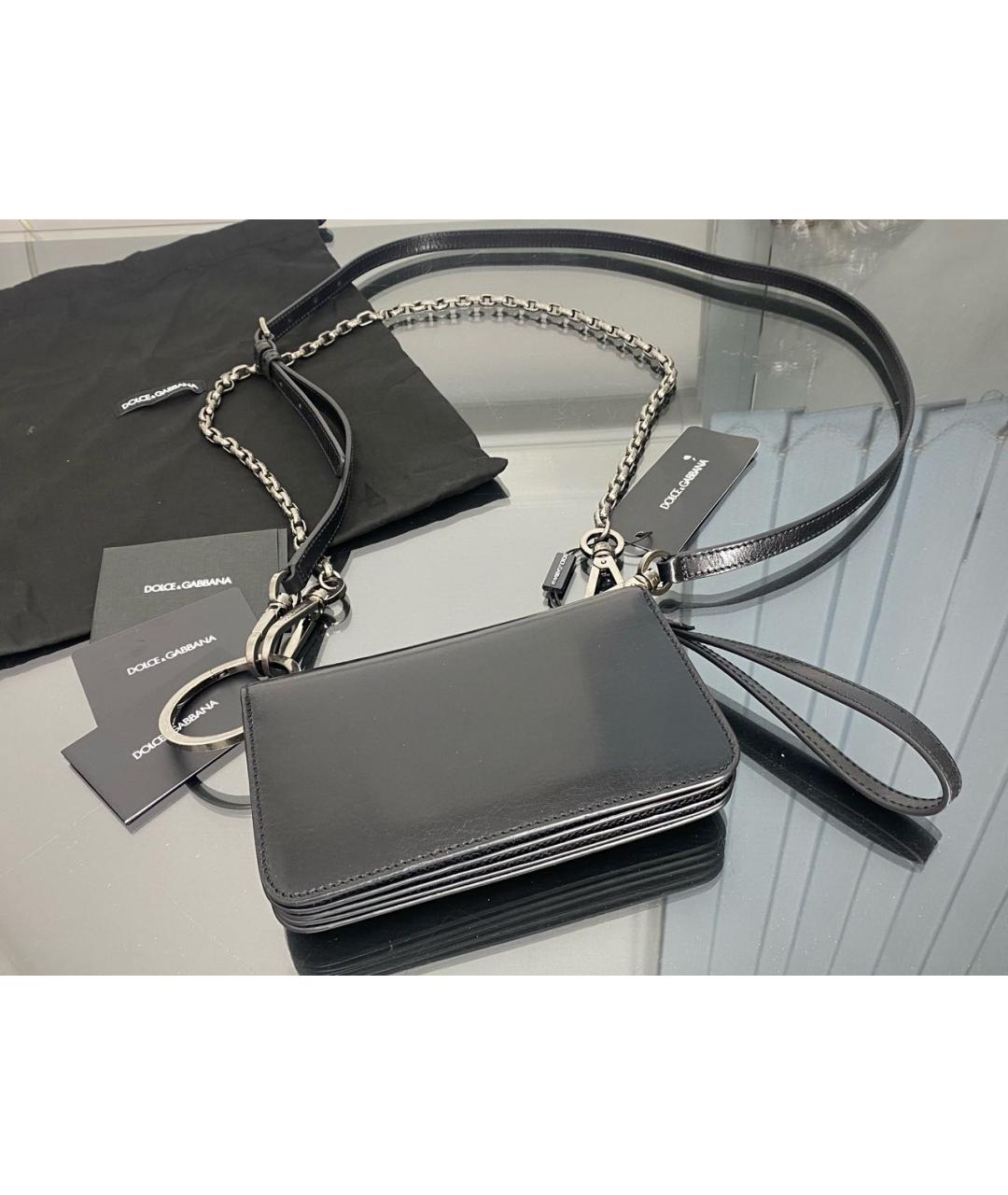 DOLCE&GABBANA Черная кожаная сумка через плечо, фото 3