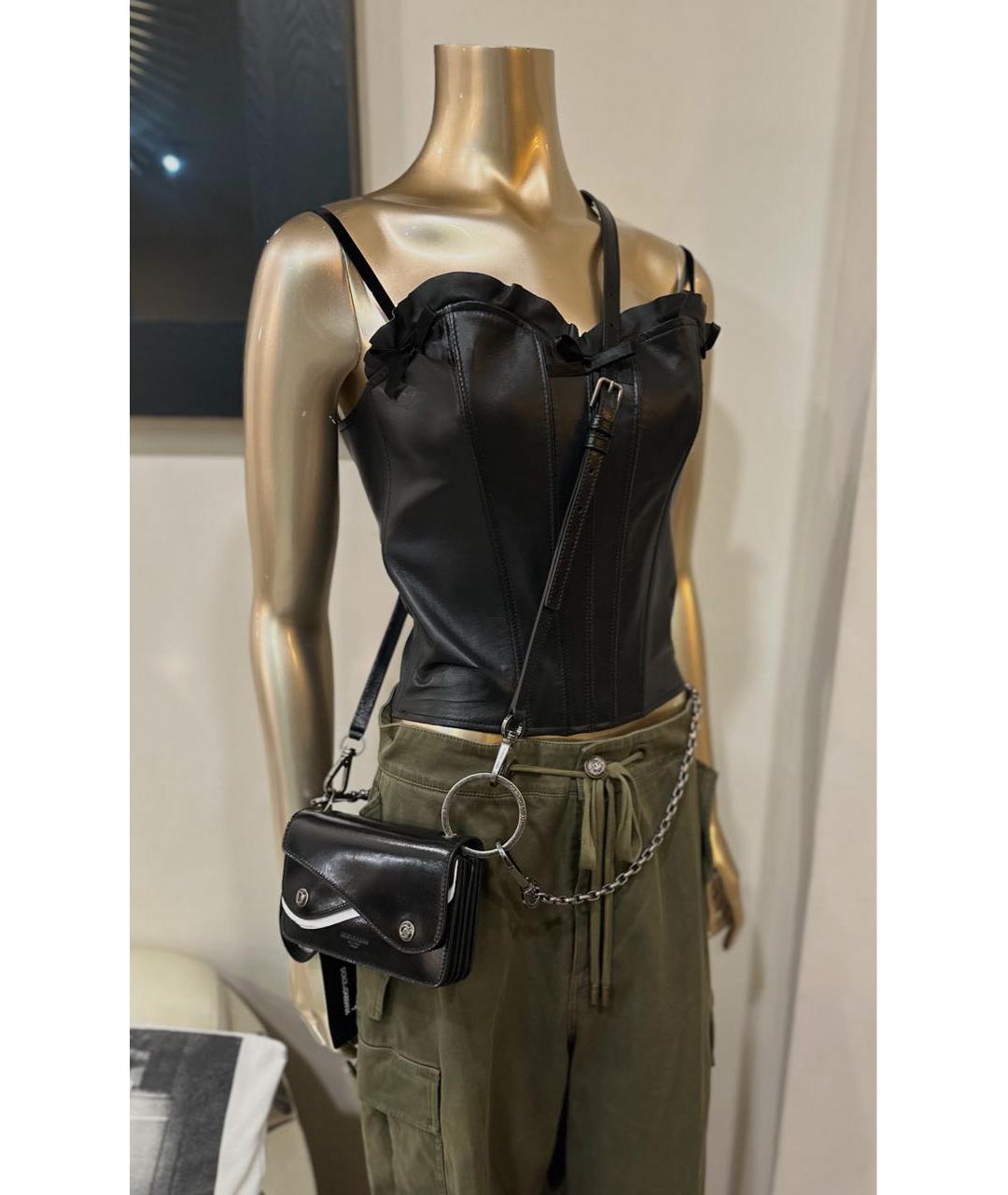 DOLCE&GABBANA Черная кожаная сумка через плечо, фото 6