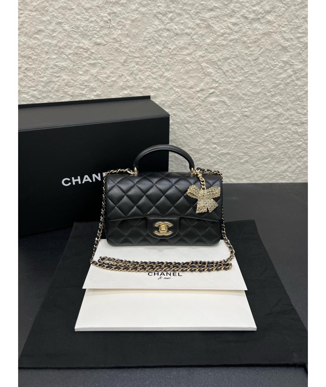 CHANEL Черная кожаная сумка через плечо, фото 9