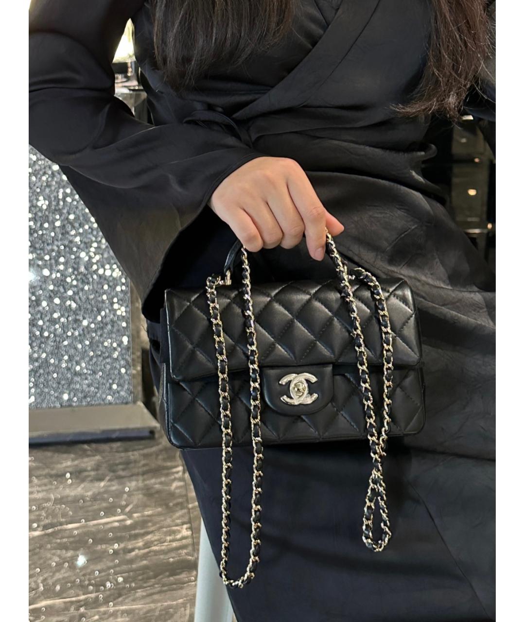 CHANEL Черная кожаная сумка через плечо, фото 8