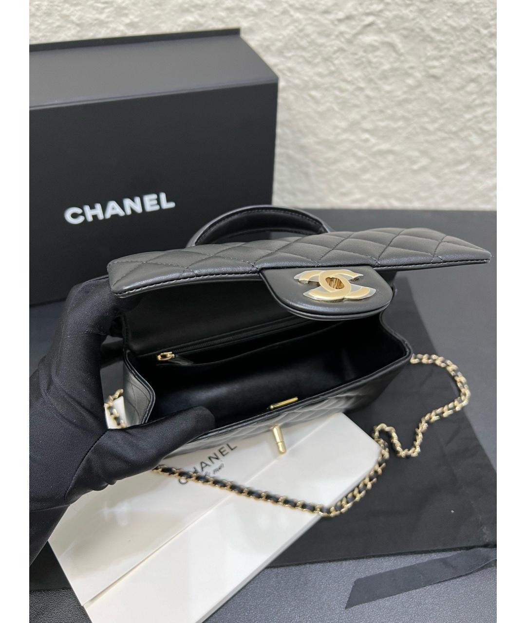 CHANEL Черная кожаная сумка через плечо, фото 7