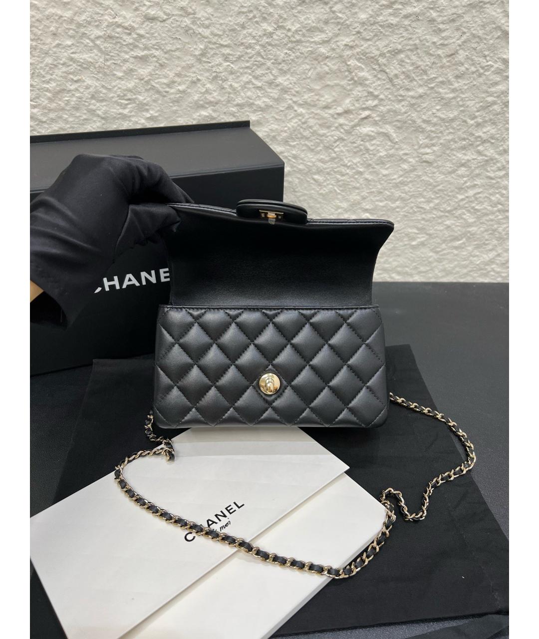 CHANEL Черная кожаная сумка через плечо, фото 6