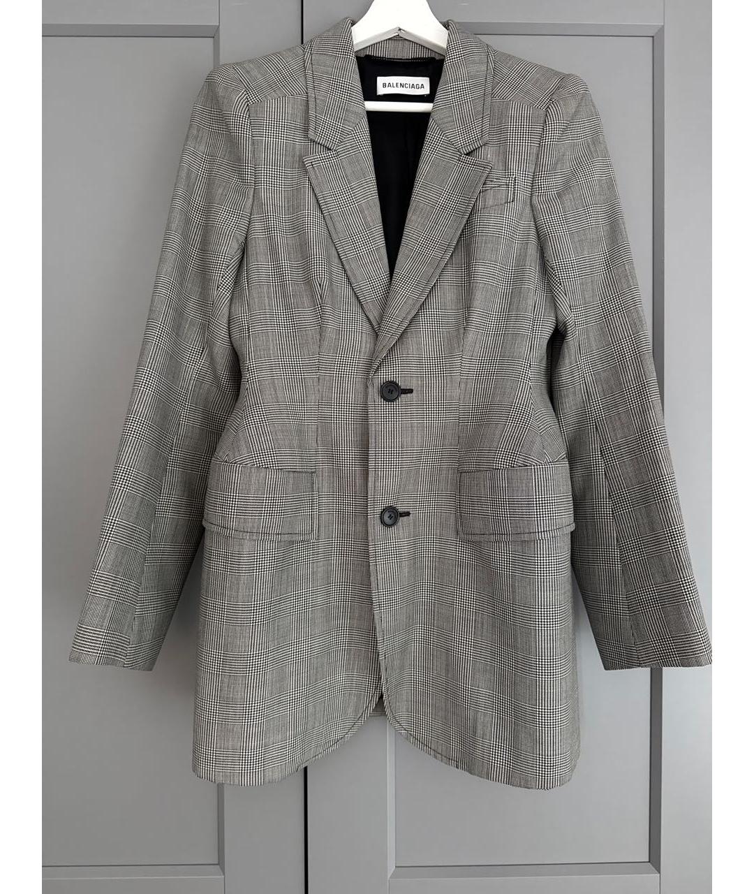 BALENCIAGA Серый шерстяной жакет/пиджак, фото 5