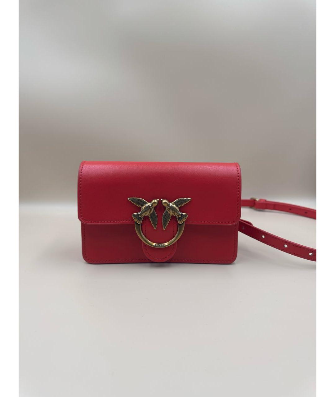 PINKO Красная кожаная сумка через плечо, фото 8