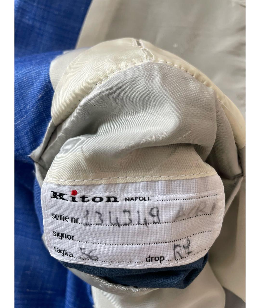 KITON Синий шерстяной пиджак, фото 7