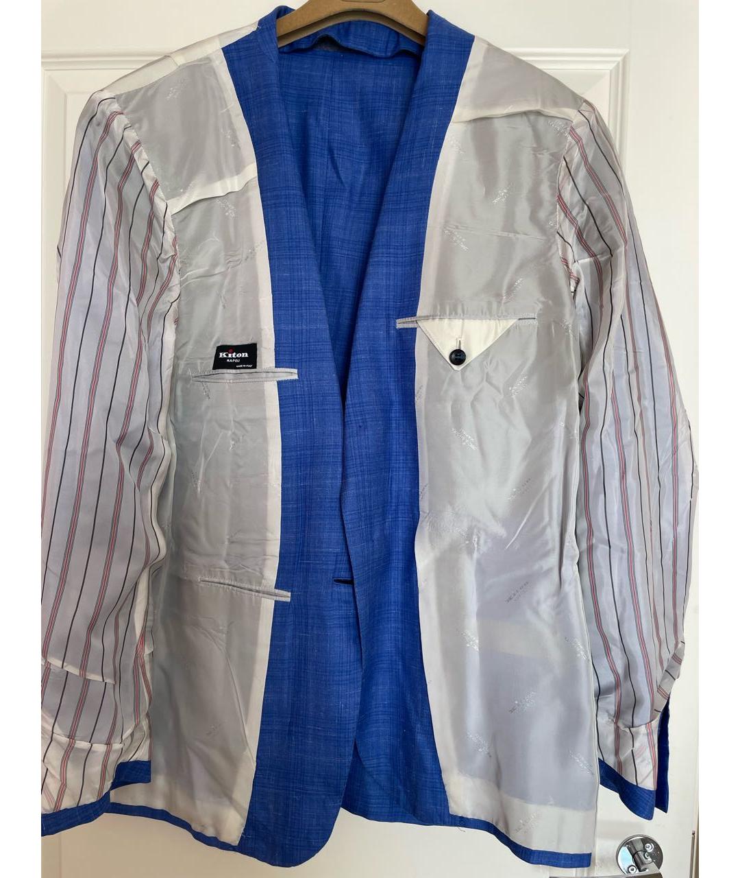 KITON Синий шерстяной пиджак, фото 3