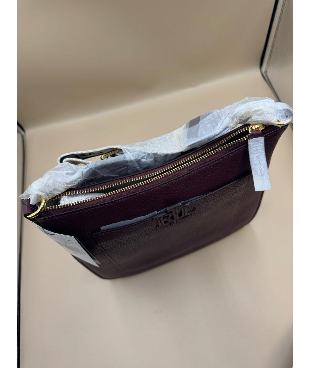 RALPH LAUREN Бордовая кожаная сумка через плечо, фото 7