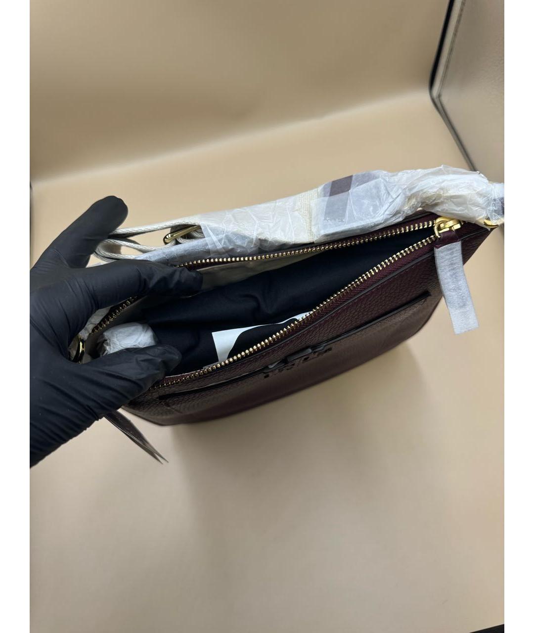 RALPH LAUREN Бордовая кожаная сумка через плечо, фото 6
