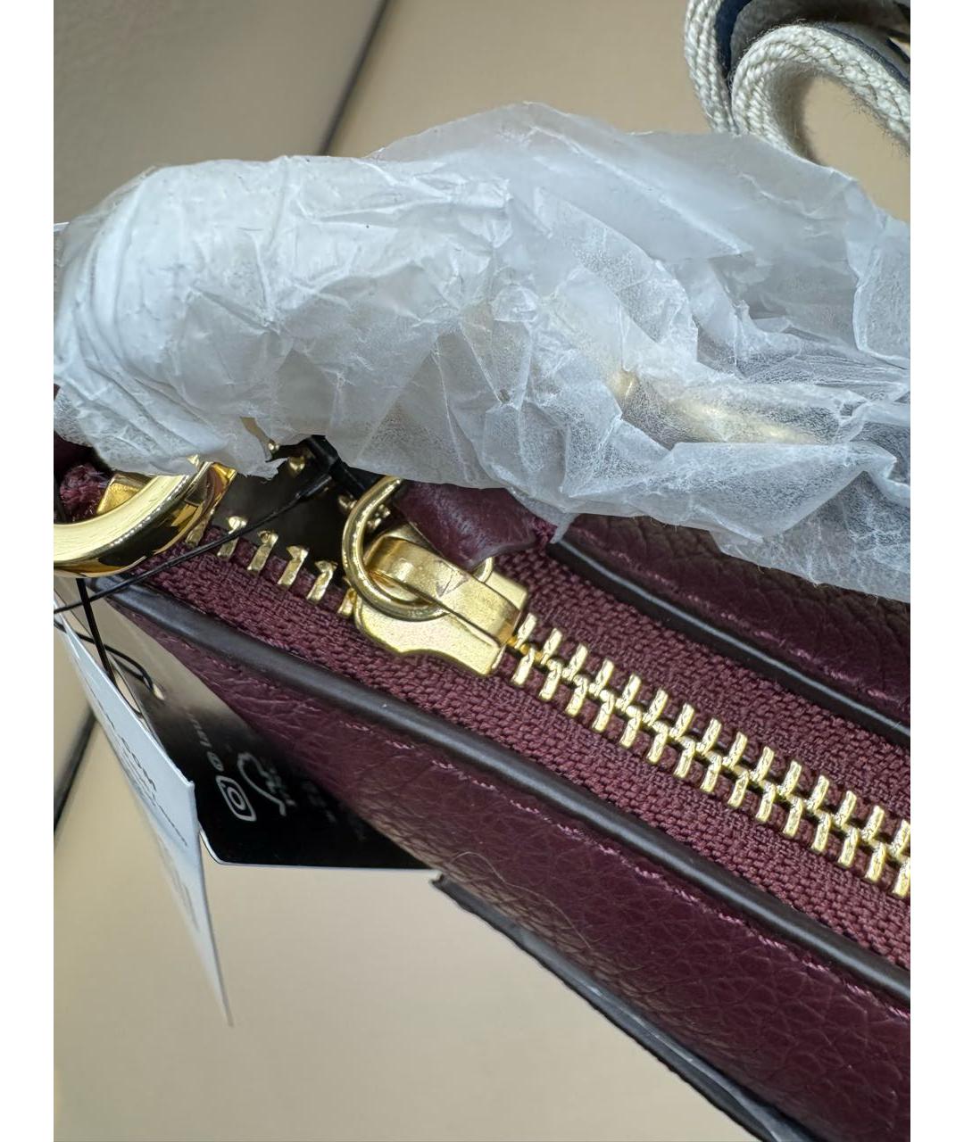 RALPH LAUREN Бордовая кожаная сумка через плечо, фото 5