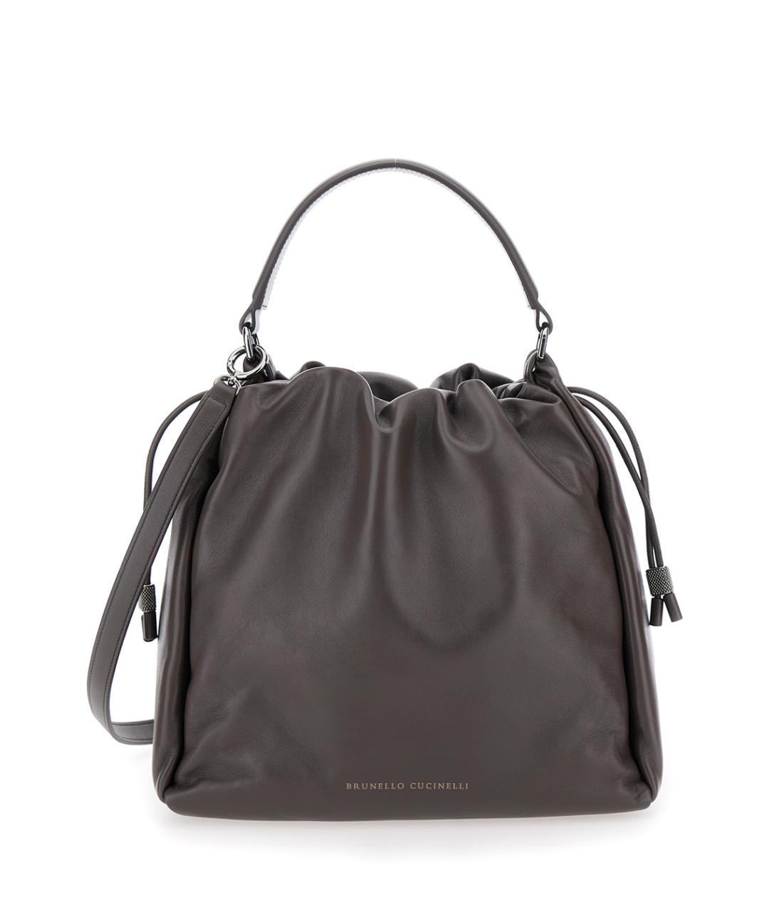 BRUNELLO CUCINELLI Коричневая кожаная сумка с короткими ручками, фото 1