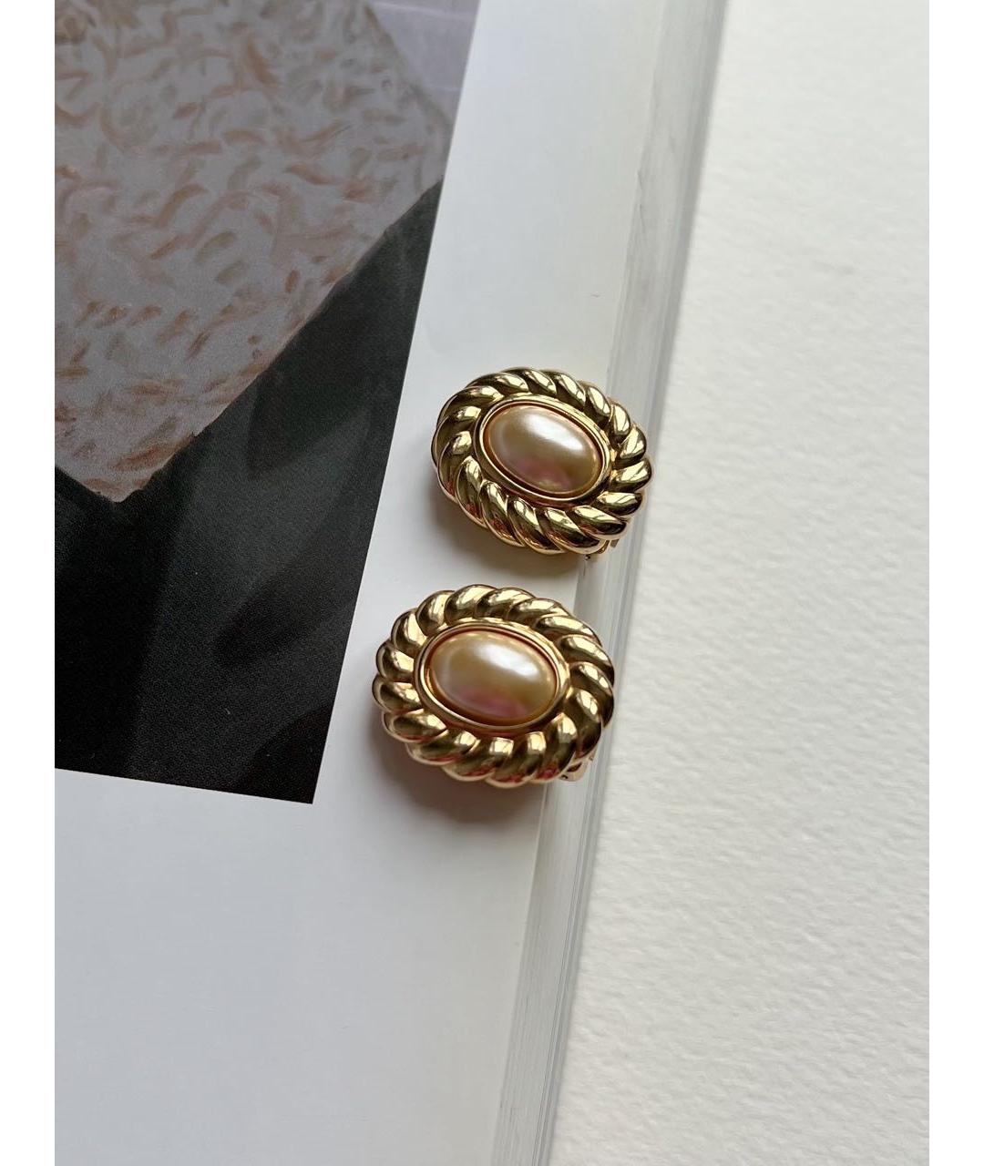 CHRISTIAN DIOR Золотые позолоченные клипсы, фото 2