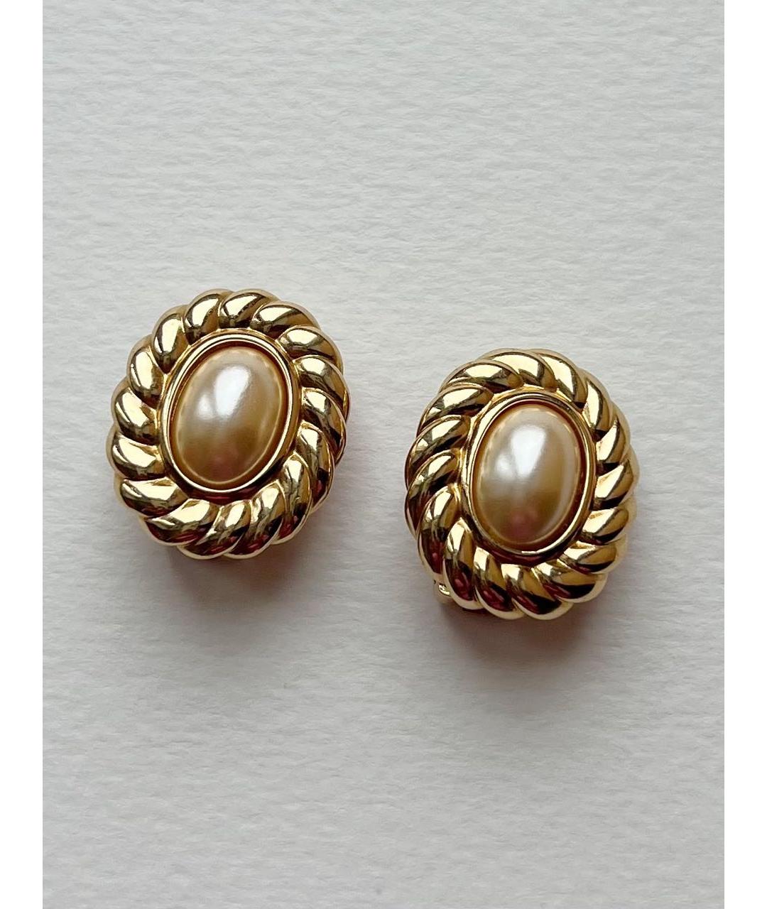 CHRISTIAN DIOR Золотые позолоченные клипсы, фото 5