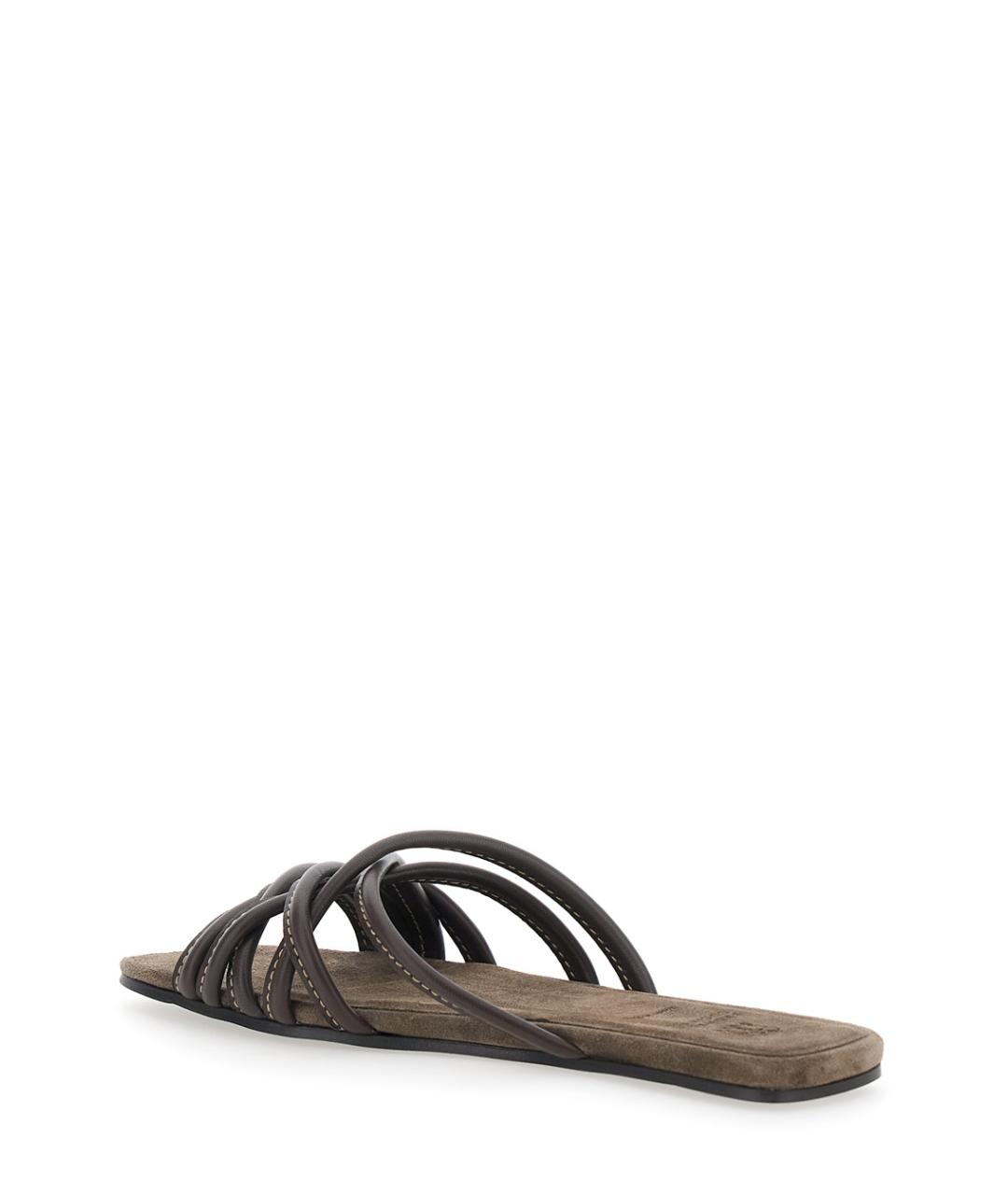 BRUNELLO CUCINELLI Коричневые замшевые шлепанцы, фото 3