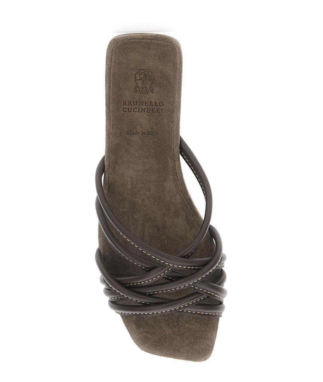 BRUNELLO CUCINELLI Коричневые замшевые шлепанцы, фото 4