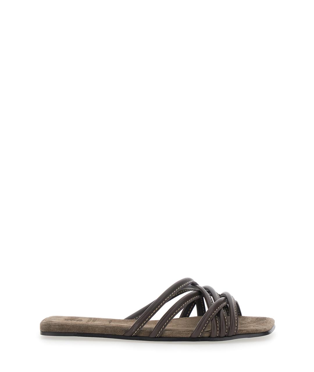 BRUNELLO CUCINELLI Коричневые замшевые шлепанцы, фото 1