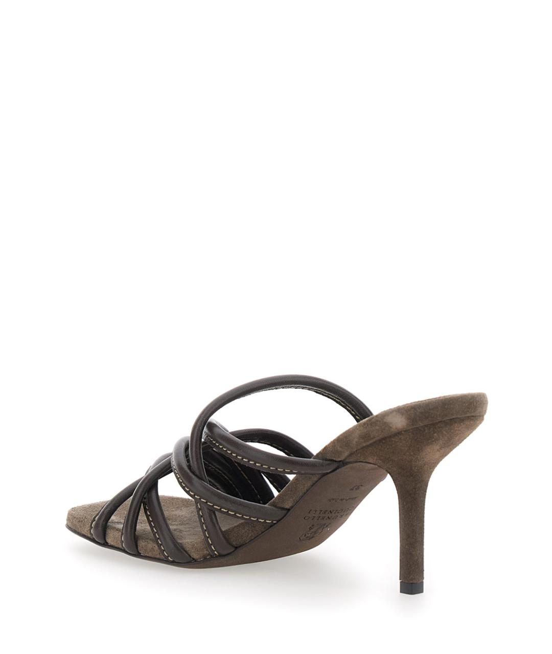 BRUNELLO CUCINELLI Коричневые замшевые мюли, фото 3