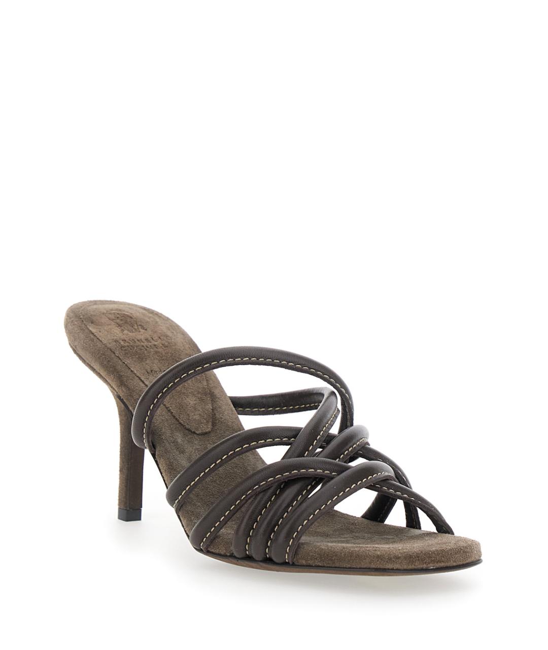 BRUNELLO CUCINELLI Коричневые замшевые мюли, фото 2