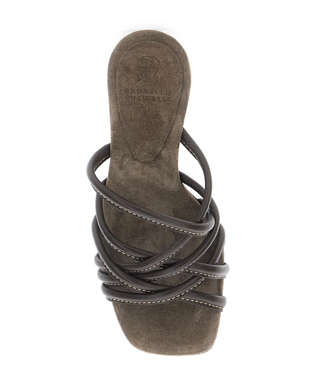 BRUNELLO CUCINELLI Коричневые замшевые мюли, фото 4