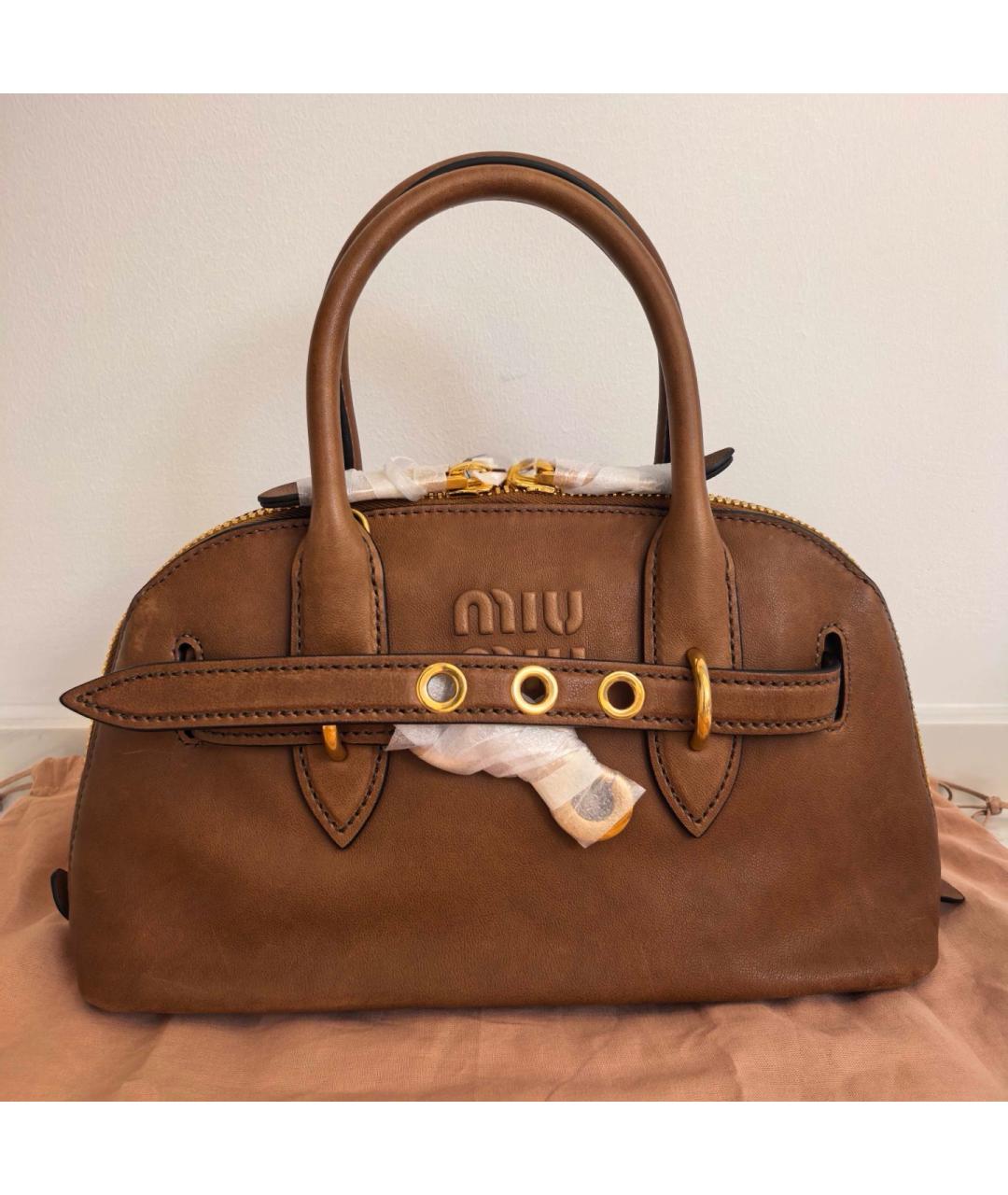 MIU MIU Коричневая кожаная сумка тоут, фото 6