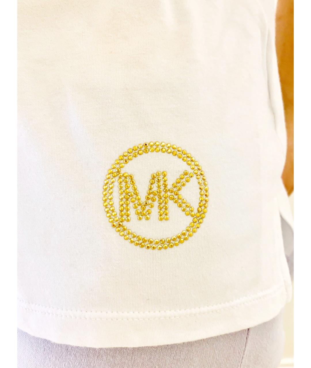 MICHAEL MICHAEL KORS Белая хлопко-эластановая футболка, фото 2