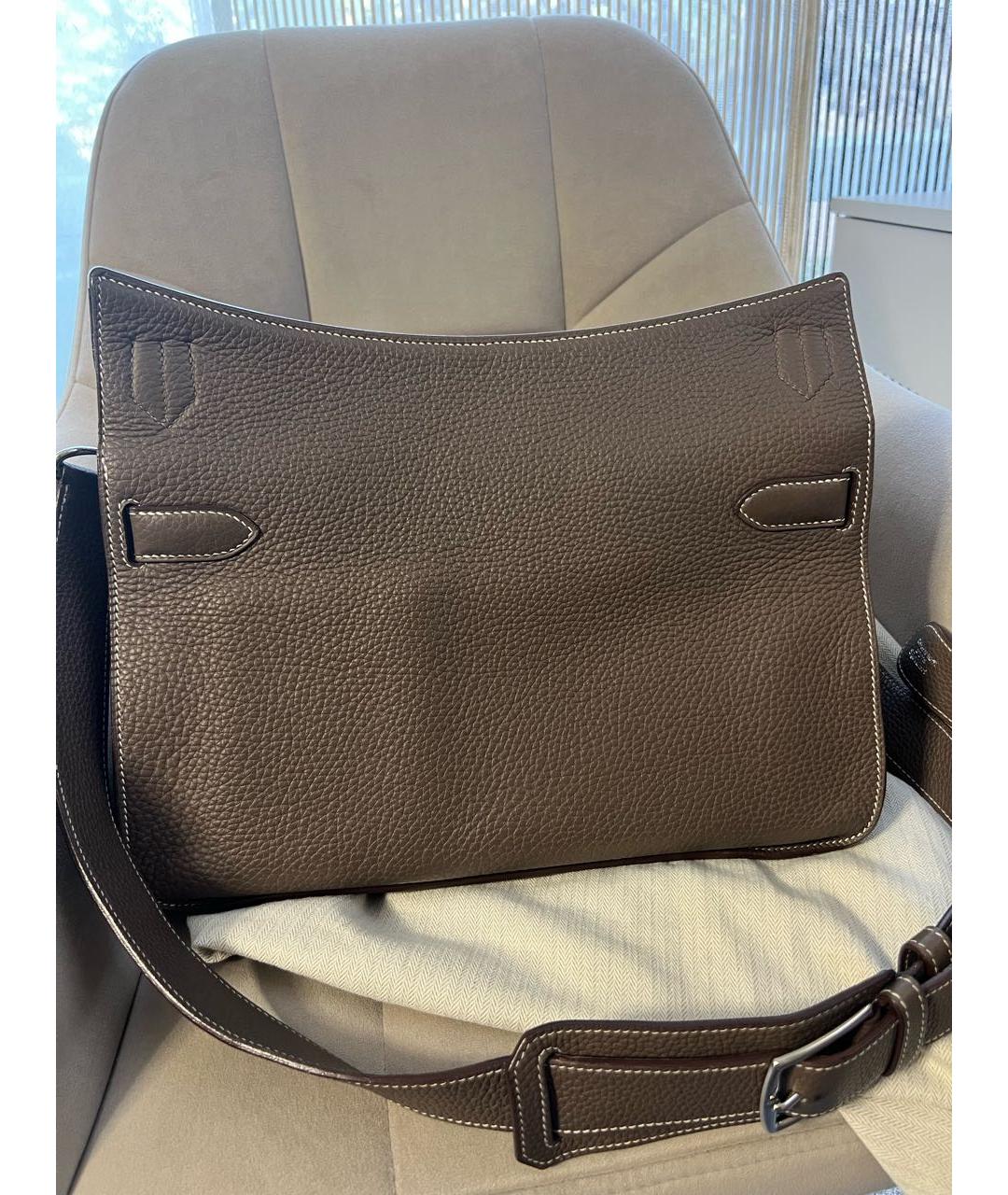 HERMES Серая кожаная сумка через плечо, фото 3