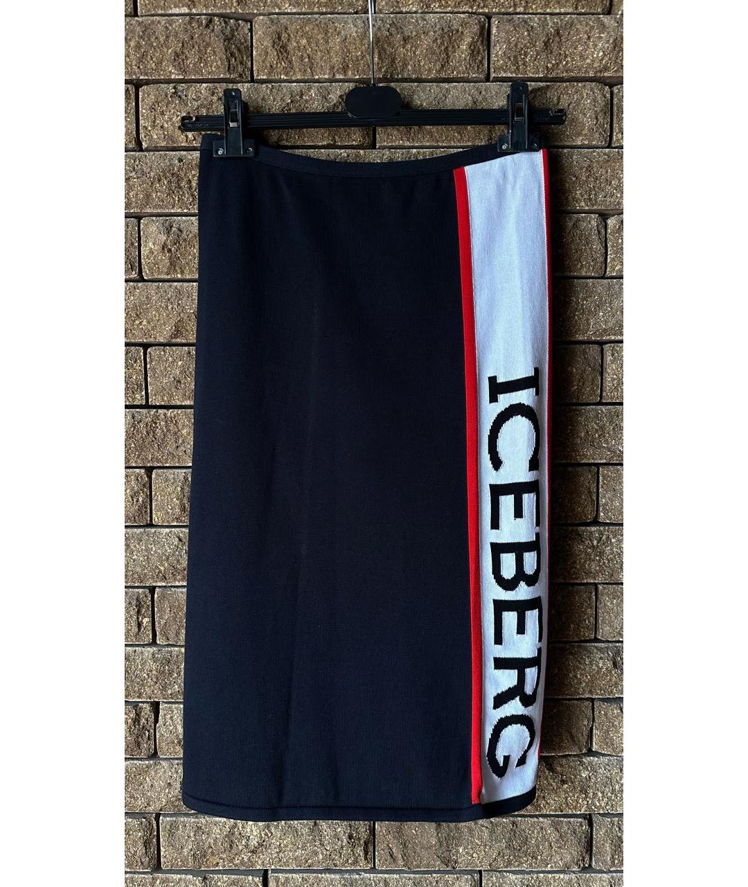 ICEBERG Темно-синяя хлопковая юбка миди, фото 5