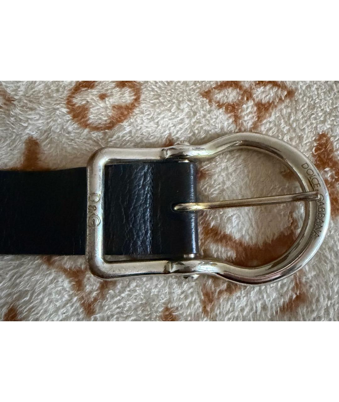 DOLCE&GABBANA Черный кожаный ремень, фото 2