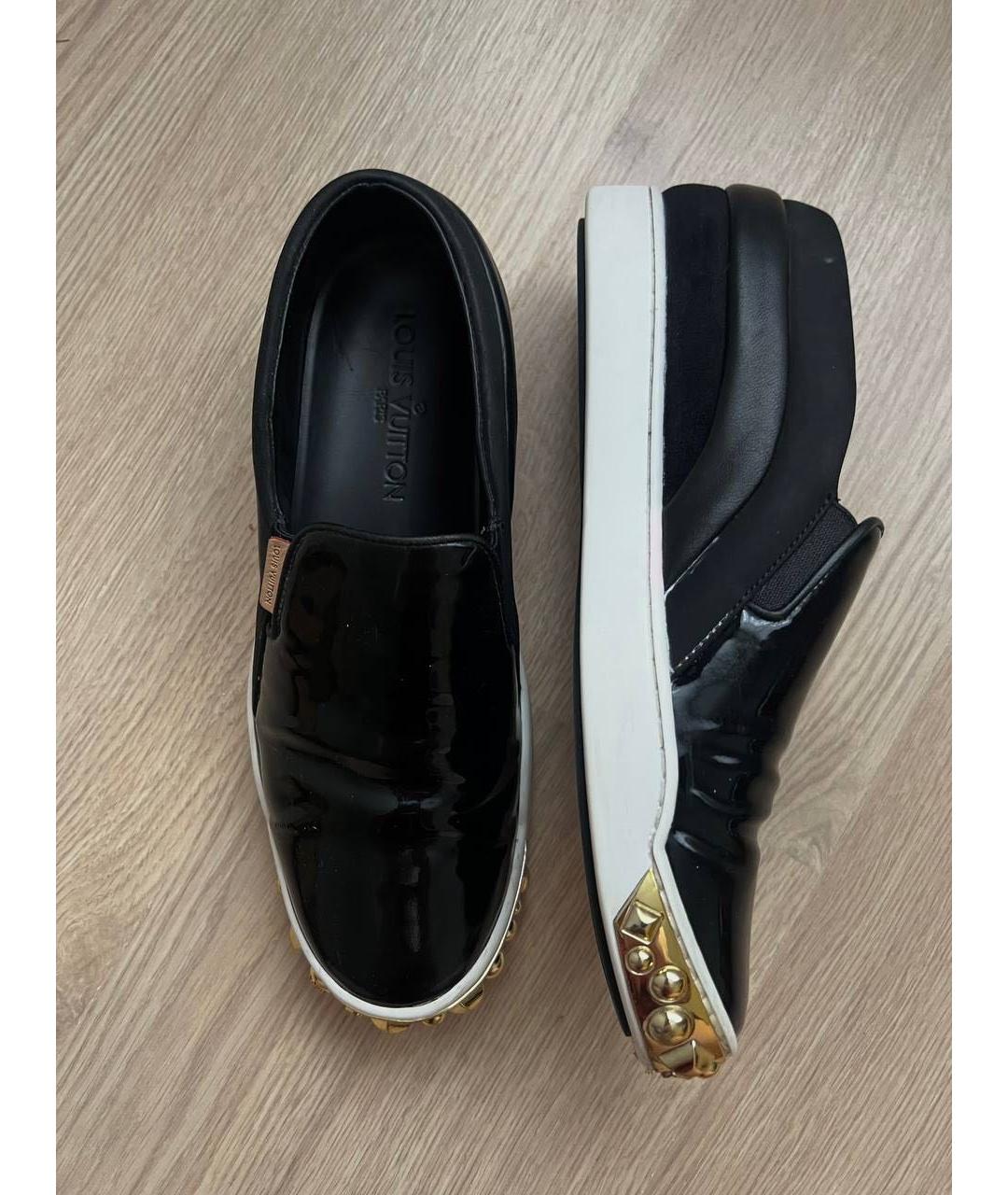 LOUIS VUITTON Черные слипоны из лакированной кожи, фото 7
