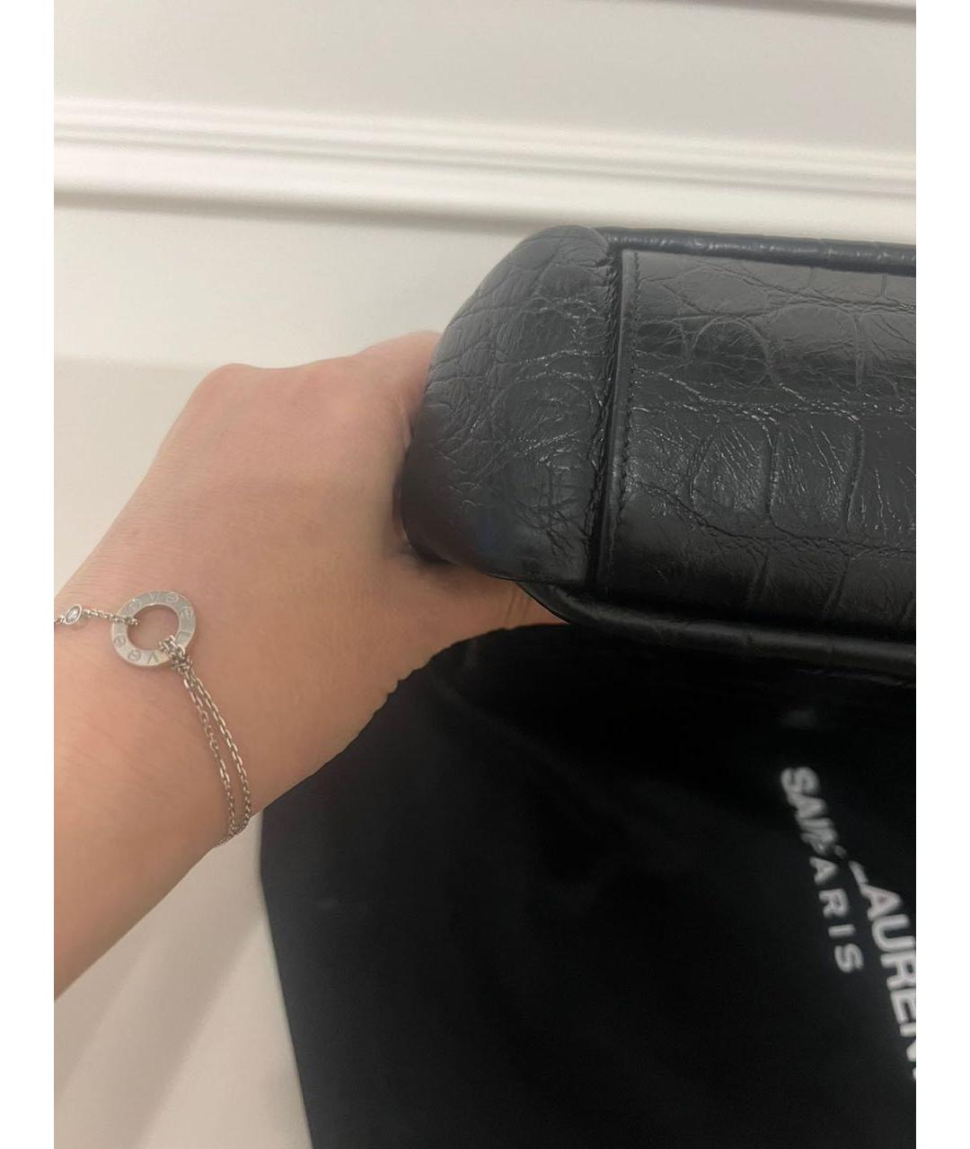 SAINT LAURENT Черная кожаная сумка тоут, фото 5