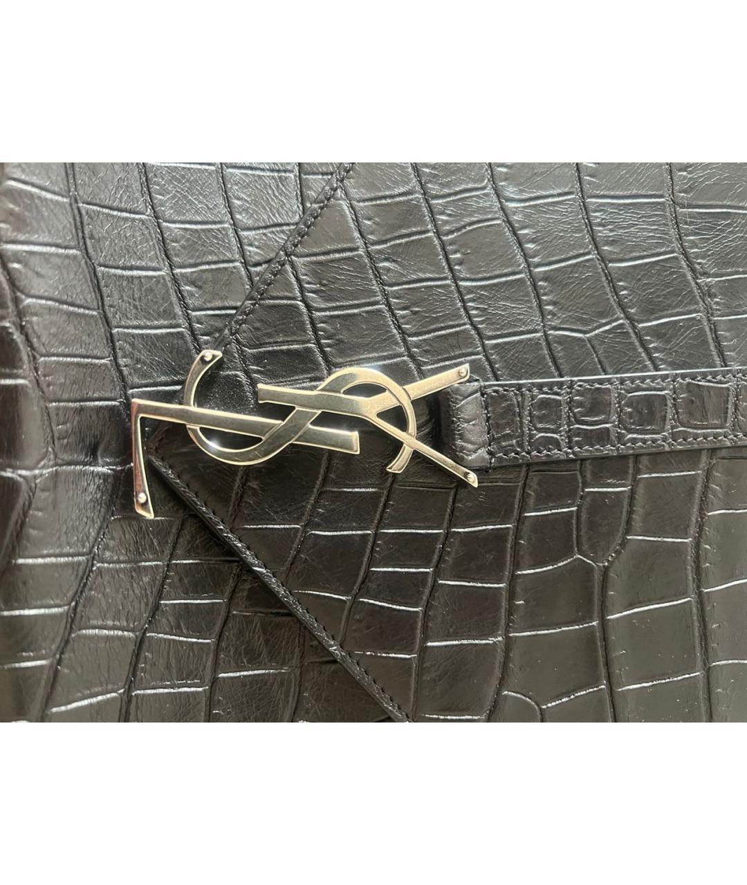 SAINT LAURENT Черная кожаная сумка тоут, фото 7