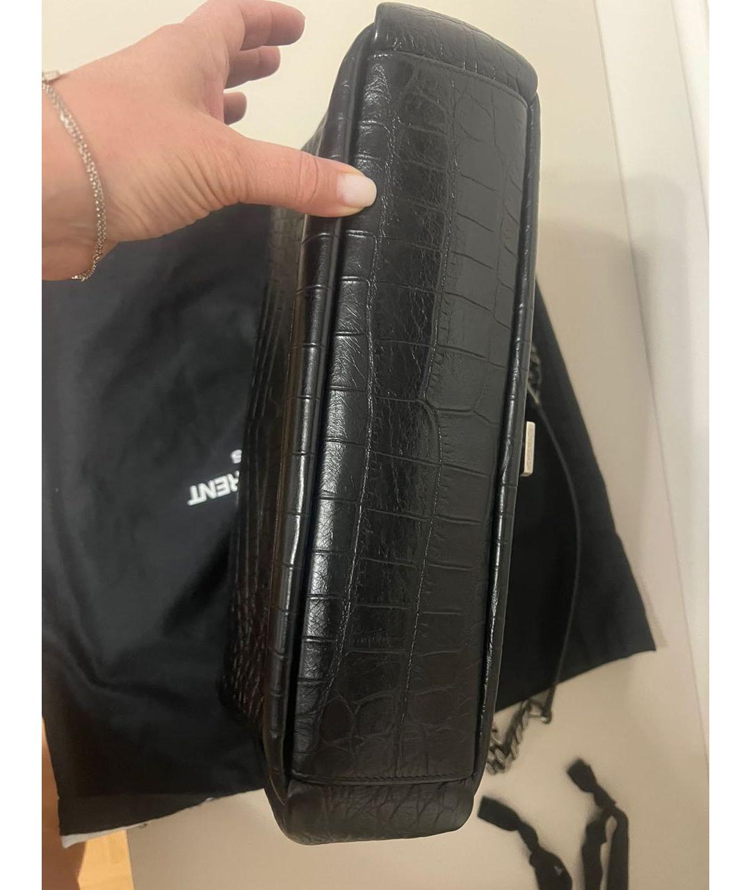 SAINT LAURENT Черная кожаная сумка тоут, фото 6