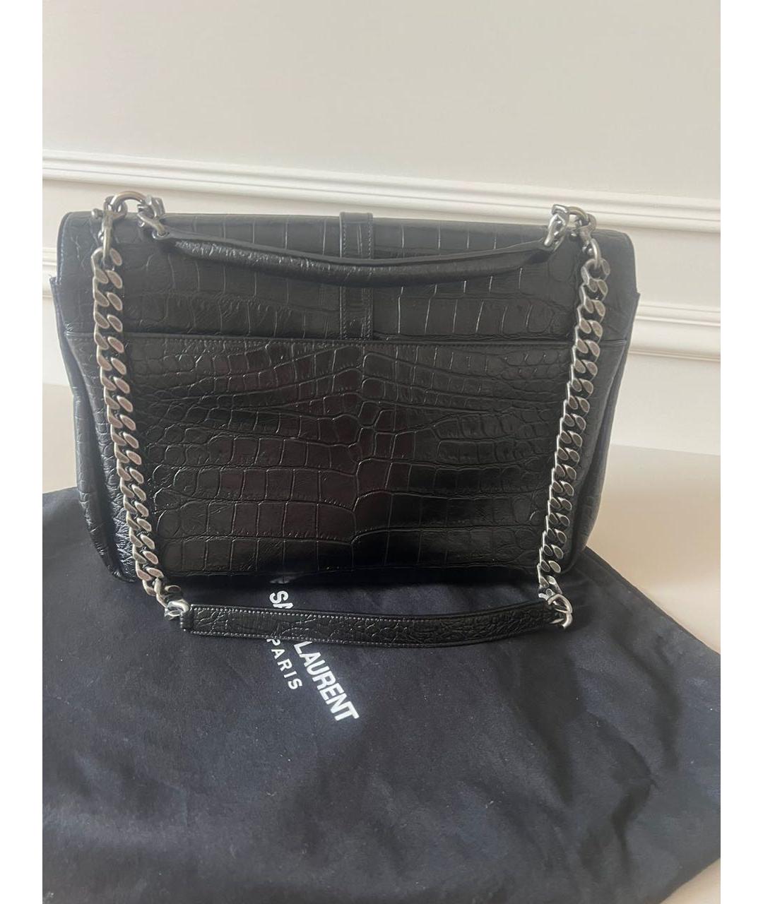 SAINT LAURENT Черная кожаная сумка тоут, фото 3