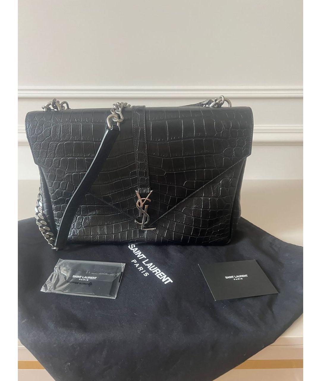 SAINT LAURENT Черная кожаная сумка тоут, фото 8