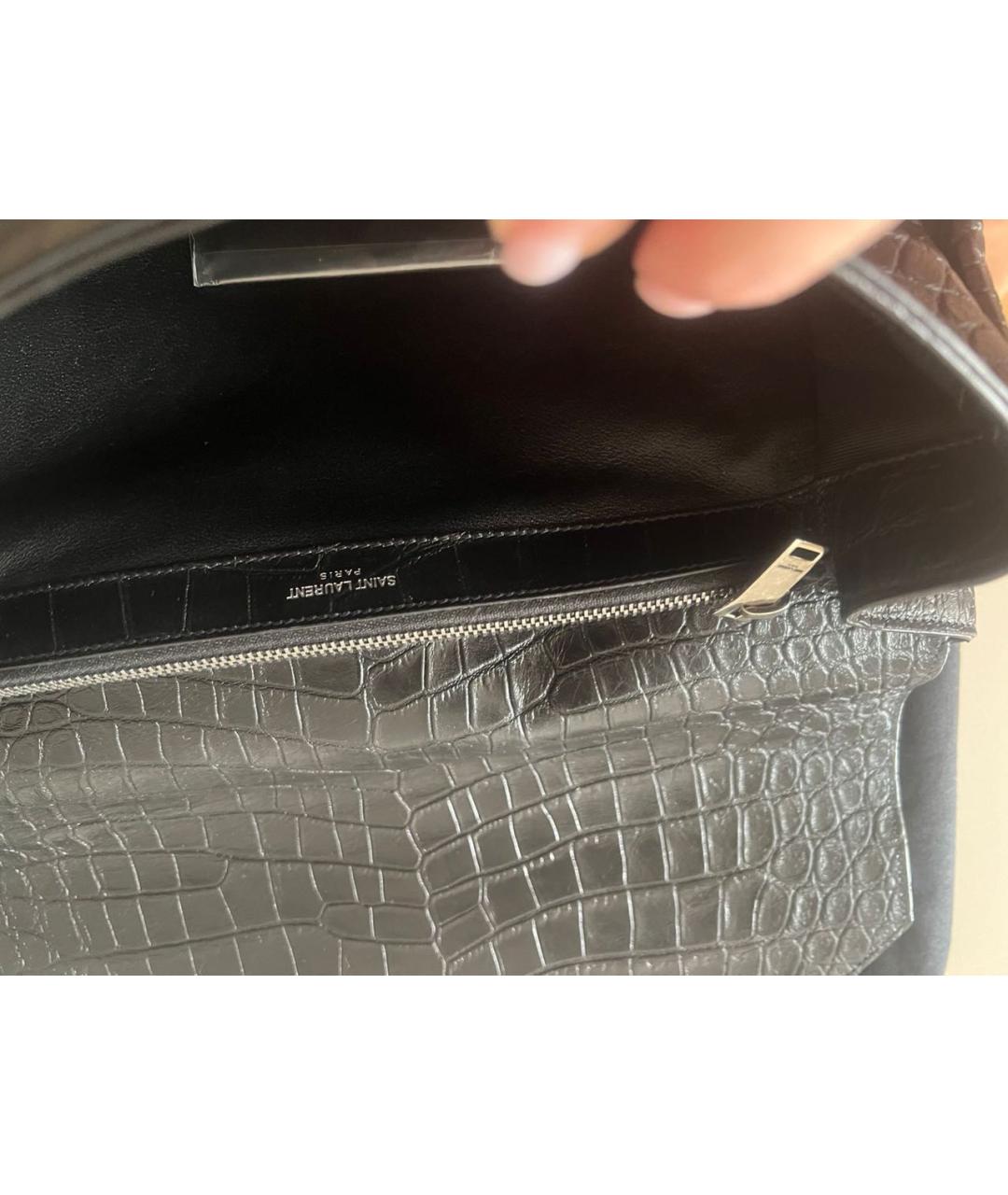 SAINT LAURENT Черная кожаная сумка тоут, фото 4