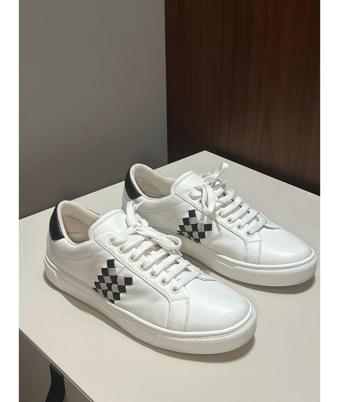 BOTTEGA VENETA Белые кожаные низкие кроссовки / кеды, фото 5