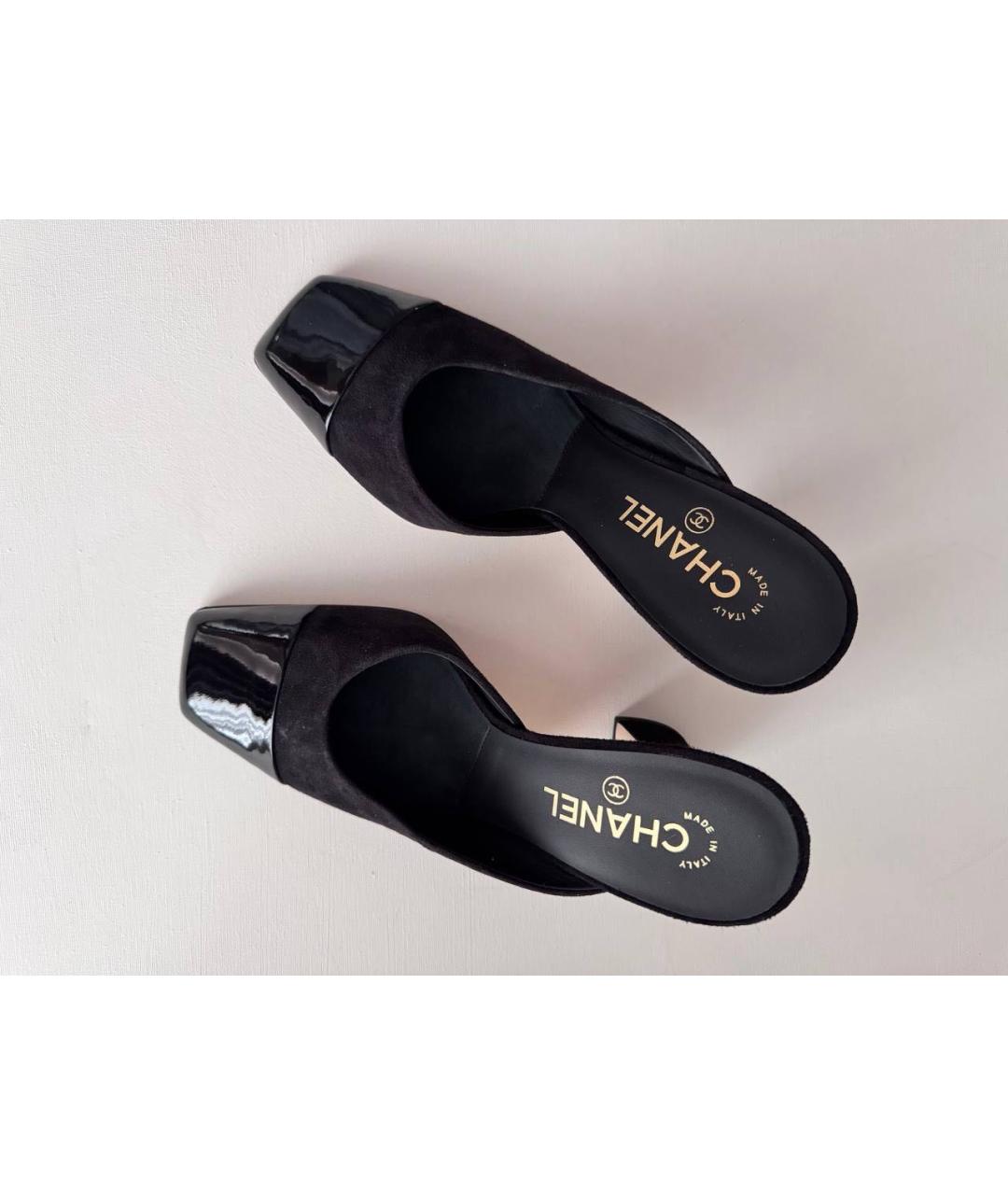 CHANEL Черные замшевые мюли, фото 3