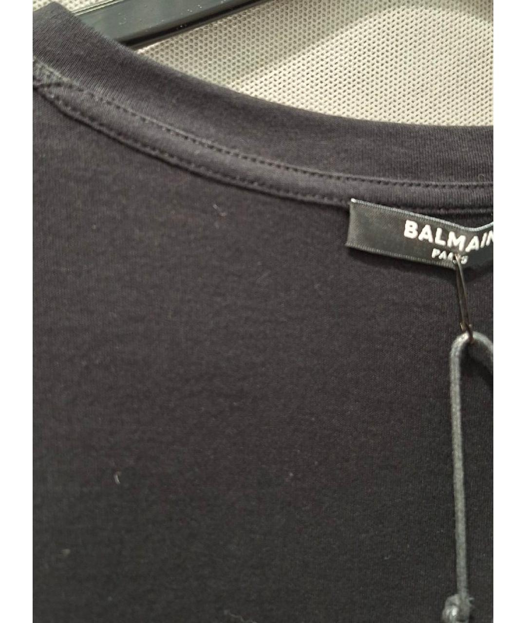 BALMAIN Черная хлопковая футболка, фото 4