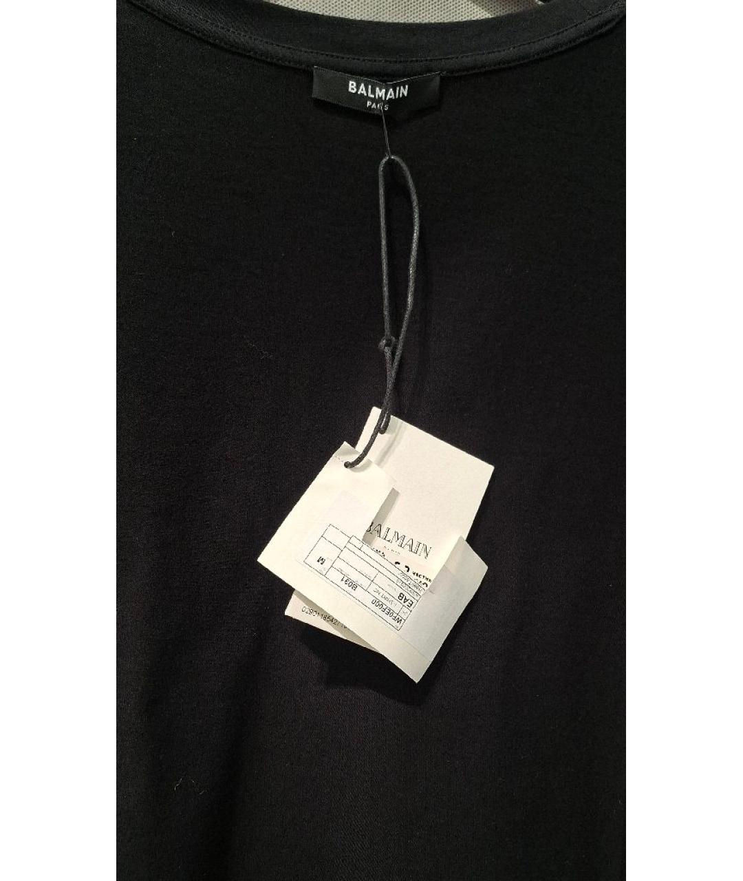 BALMAIN Черная хлопковая футболка, фото 3