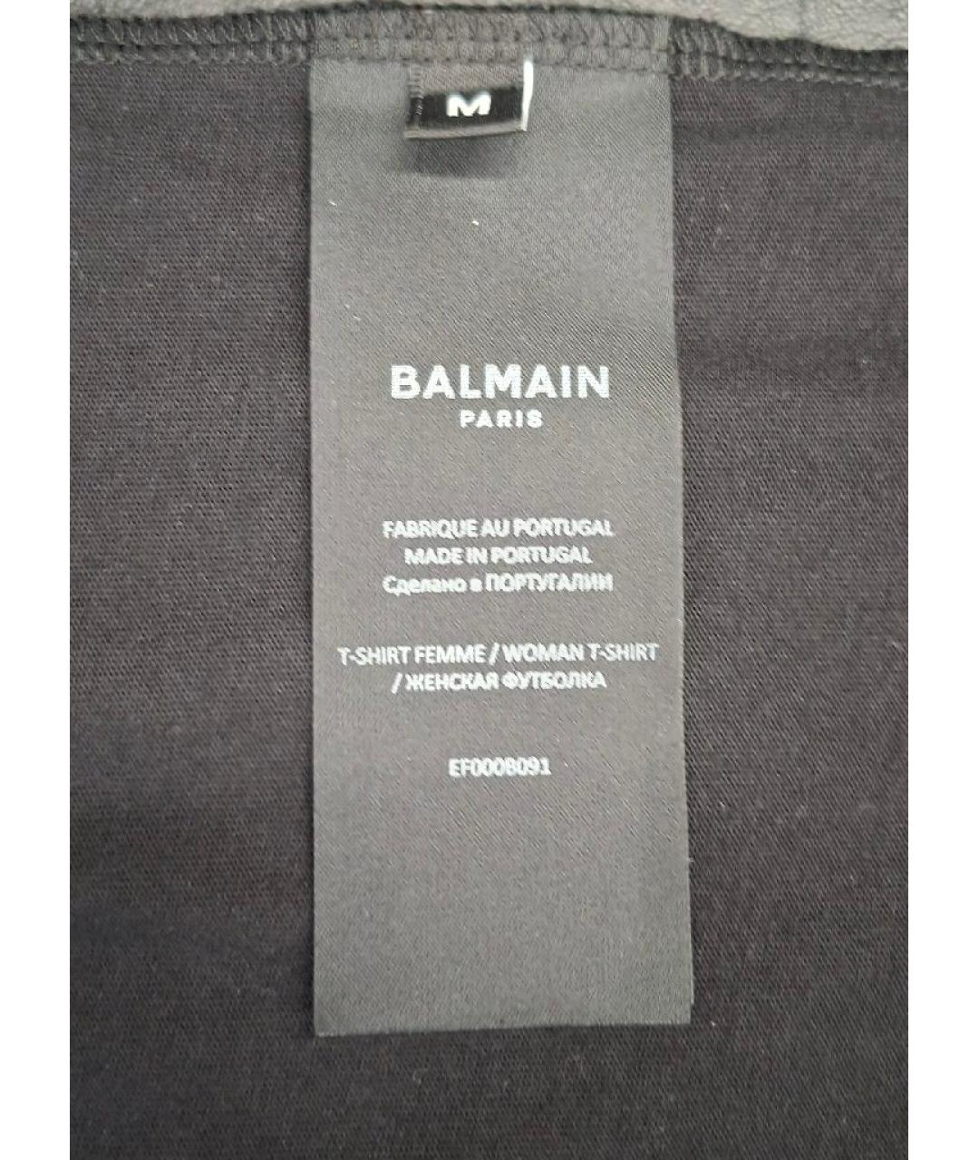 BALMAIN Черная хлопковая футболка, фото 5