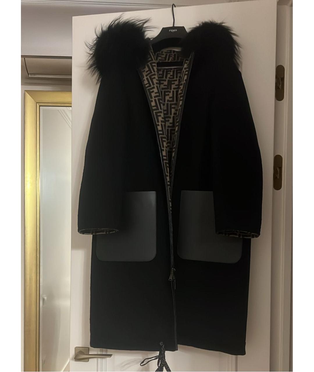 FENDI Черное шерстяное пальто, фото 5