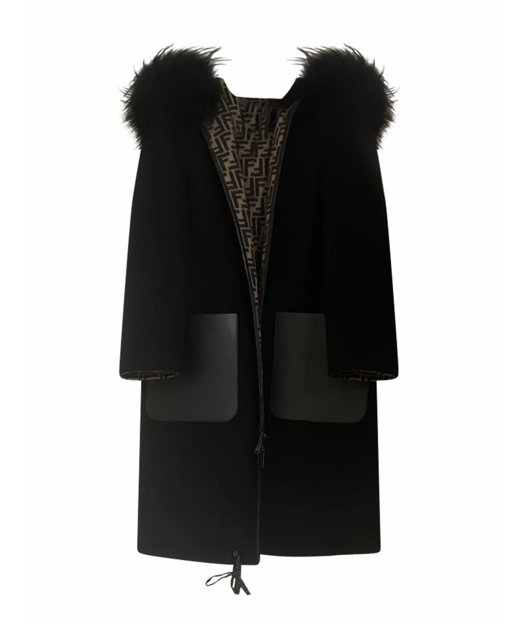 FENDI Черное шерстяное пальто, фото 1