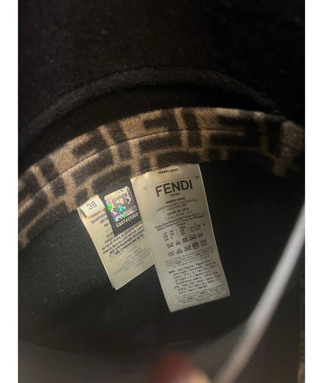 FENDI Черное шерстяное пальто, фото 3