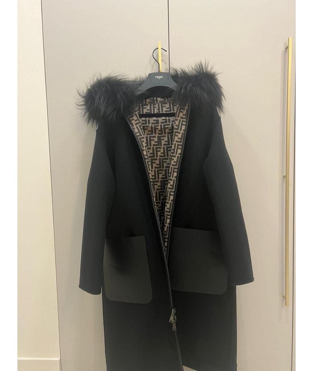 FENDI Черное шерстяное пальто, фото 2