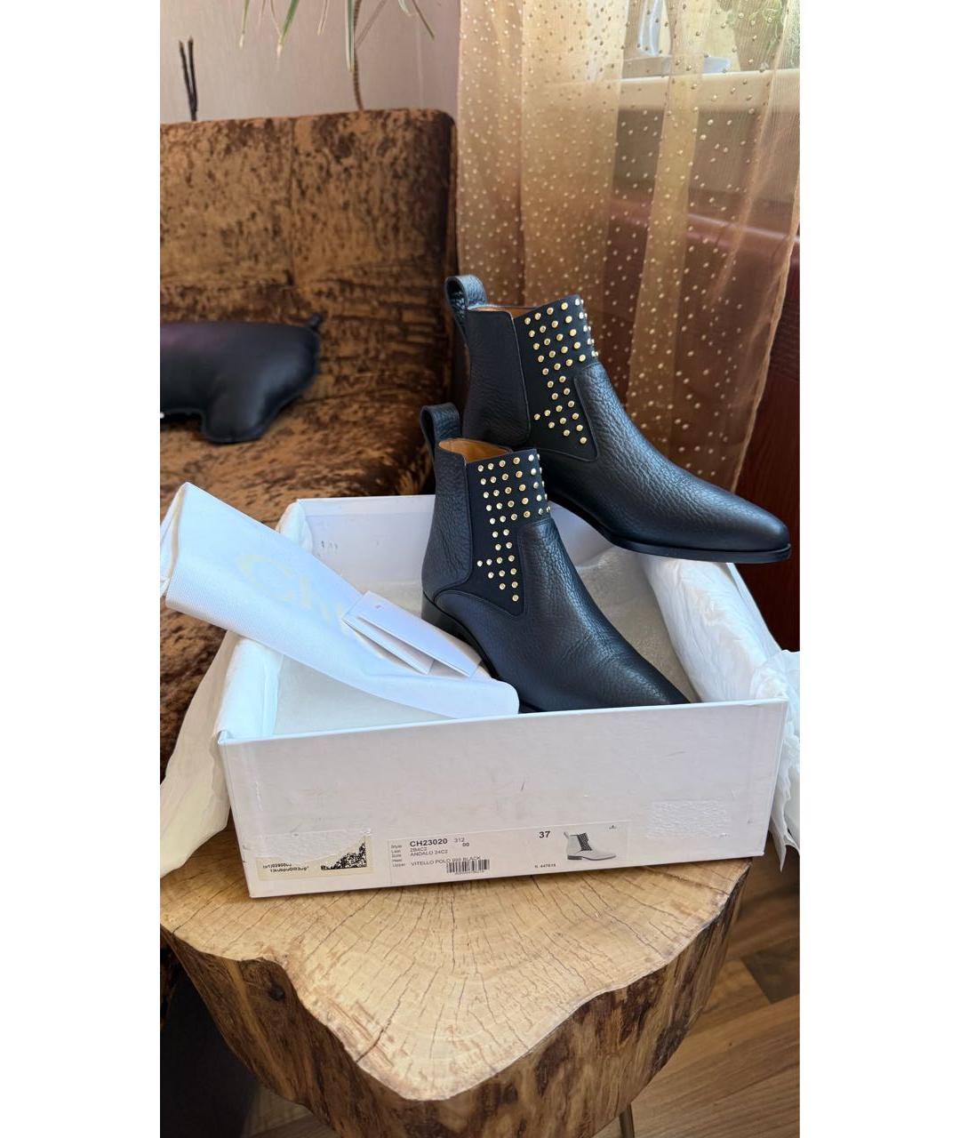 CHLOE Черные кожаные полусапоги, фото 7